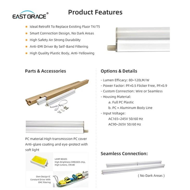 13W 18W T5 Integrated PC LED Tube Light manufacturers